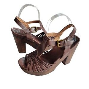 Corso Como Hiho Leather Platform Sandals, Sz 7.5, Brown, Excellent Condition EUC